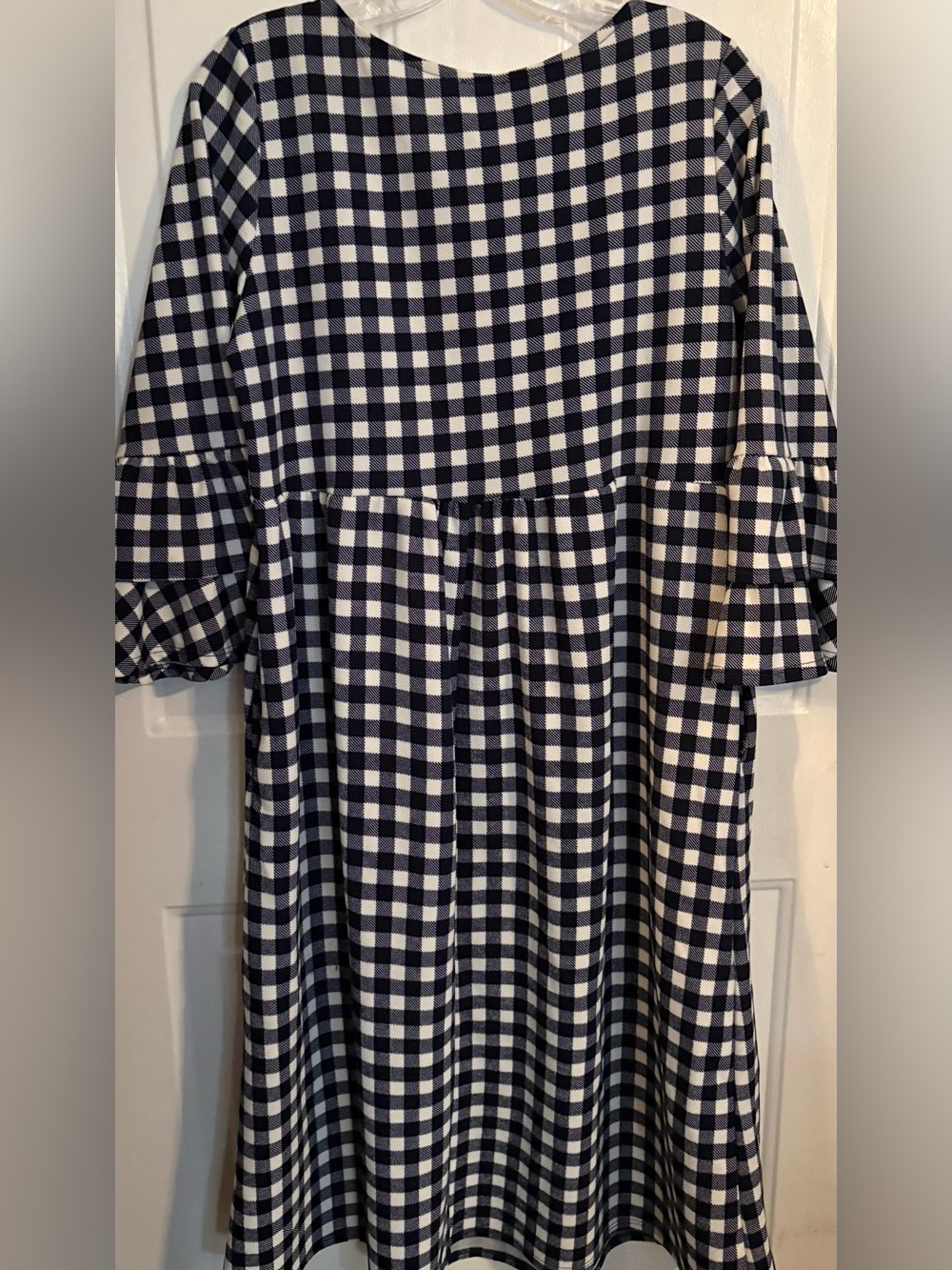Navy and White Gingham Peplum Dress - Picture 9 of 10